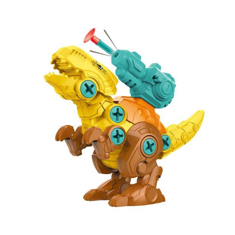 Children's Dinosaur 3D Puzzle Toys Press To Fire Bullets DIY Detachable Assembly Screw Toys