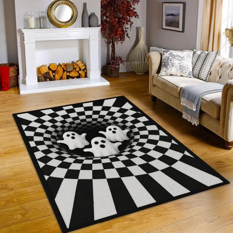 

3D Halloween Ghost Vortex Illusion Carpet Entrance Door Mat Abstract Geometry Optical Door Mat Anti Slip Floor Mat 40X60cm