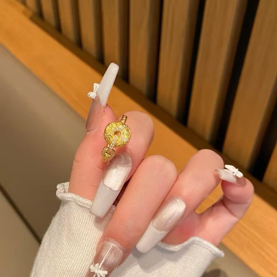 Vietnamese Gold Auspicious Cloud Peace Buckle Gourd Ring: Women's Chinese Heritage Charm.