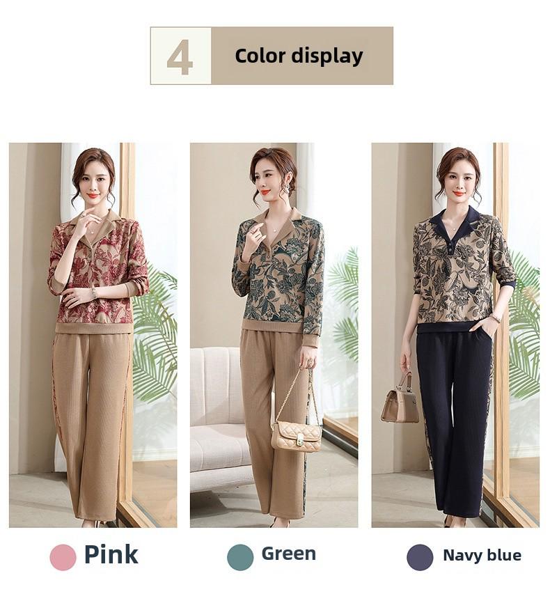 2023 Autumn Two-Piece Suit for Middle-Aged Women - Elegant Sportswear Set for Spring and Fall