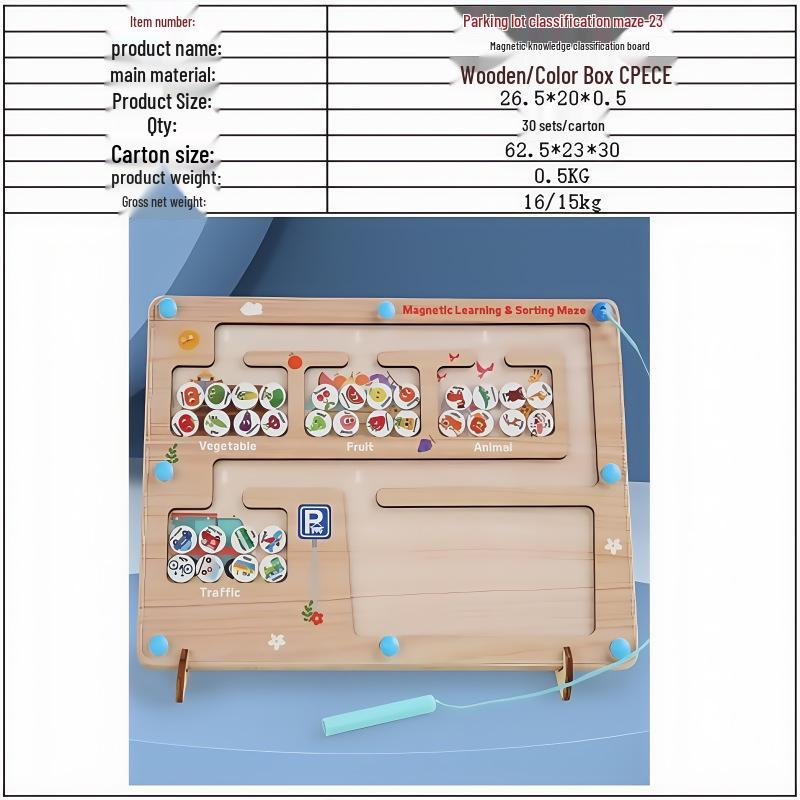Magnetic Maze Car Parking and Alphabet Game for Spelling and Recognition