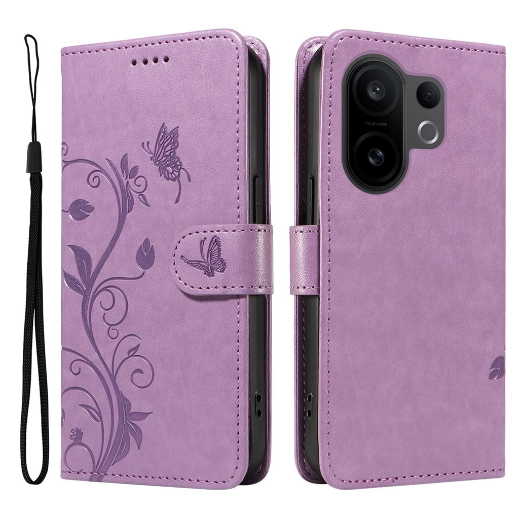 For Vivo X200 FE 5G/vivo S30 Pro Mini 5G PU Leather Cases Flower Pattern Wallet Stand Phone Cover with Strap