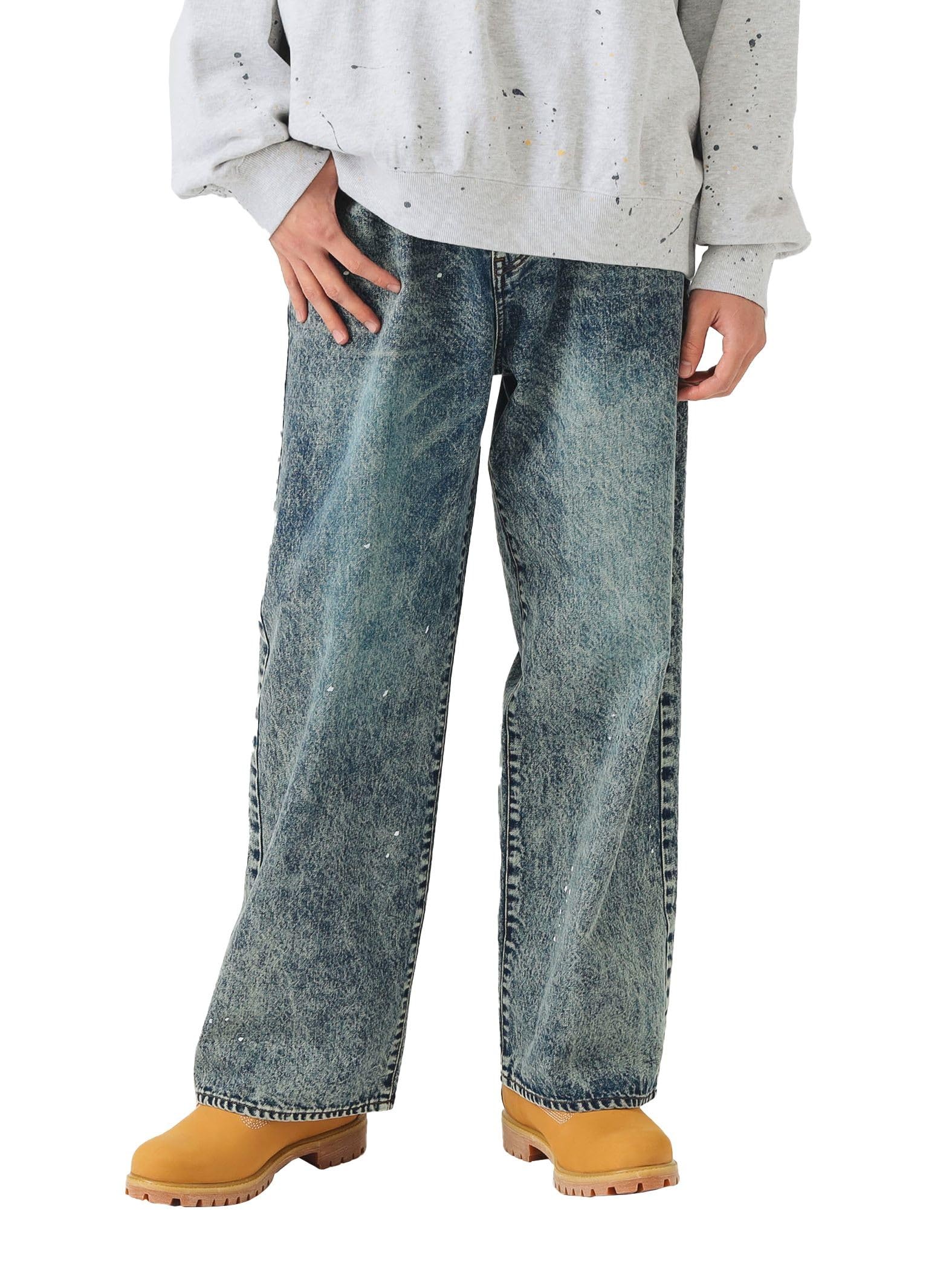 

Джинсы Beams Heart с принтом GMS, широкие джинсовые брюки, мужские, индиго, M