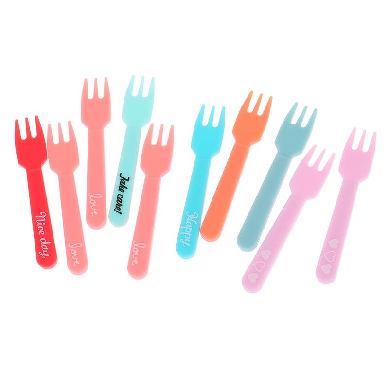 5Pcs Colorful Plastic Fruit Fork Mini Cartoon Children Snack Cake Dessert Food Fruit Pick Toothpick Bento Lunches Party Decor