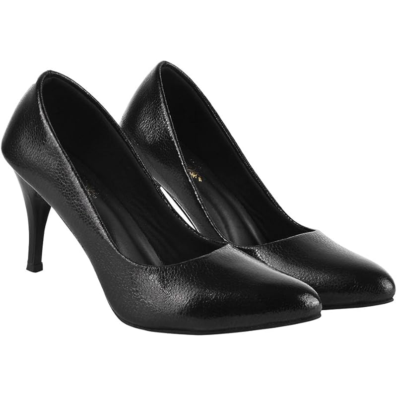Shoetopia Stylish Embellished Black Pumps For Women & Girls /Uk4-Eu37