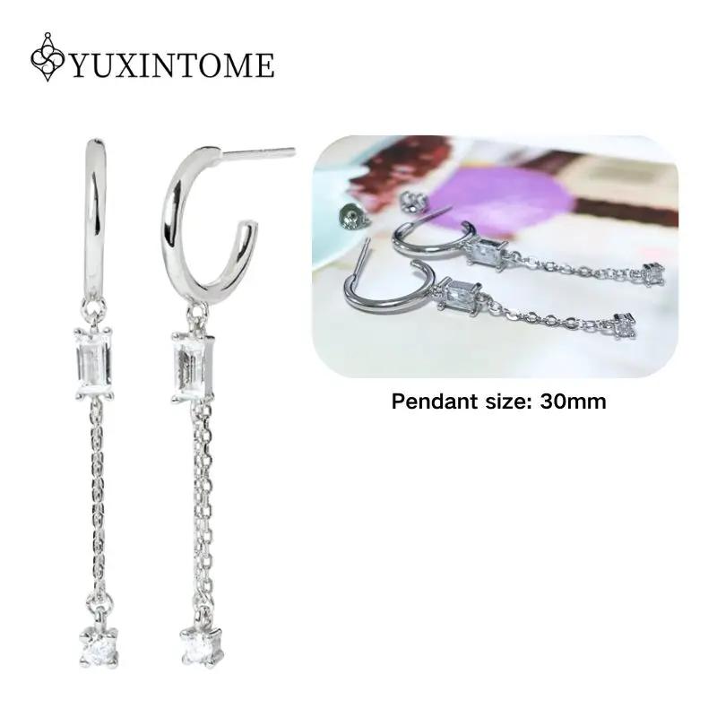 925 Silver Ear Needle Crystal White Zircon Silver Series Tassel Drop Earrings Luxury Fashion Party Jewelry Accessories