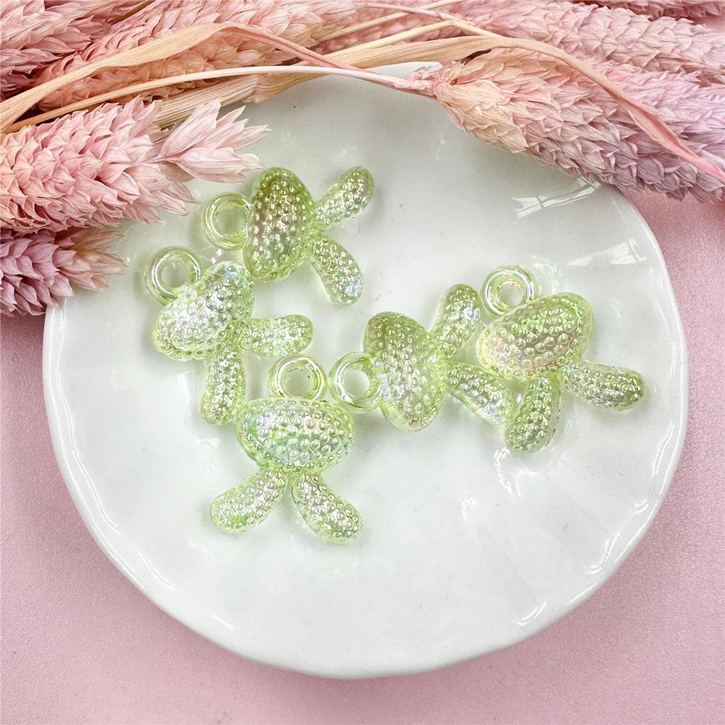 Exquisite Colorful DIY Bracelet Pendant 5Pcs Rabbit Head Beads Transparent 17.5*21mm Acrylic Plated UV Jewelry Accessories Hanging Hole Accessories
