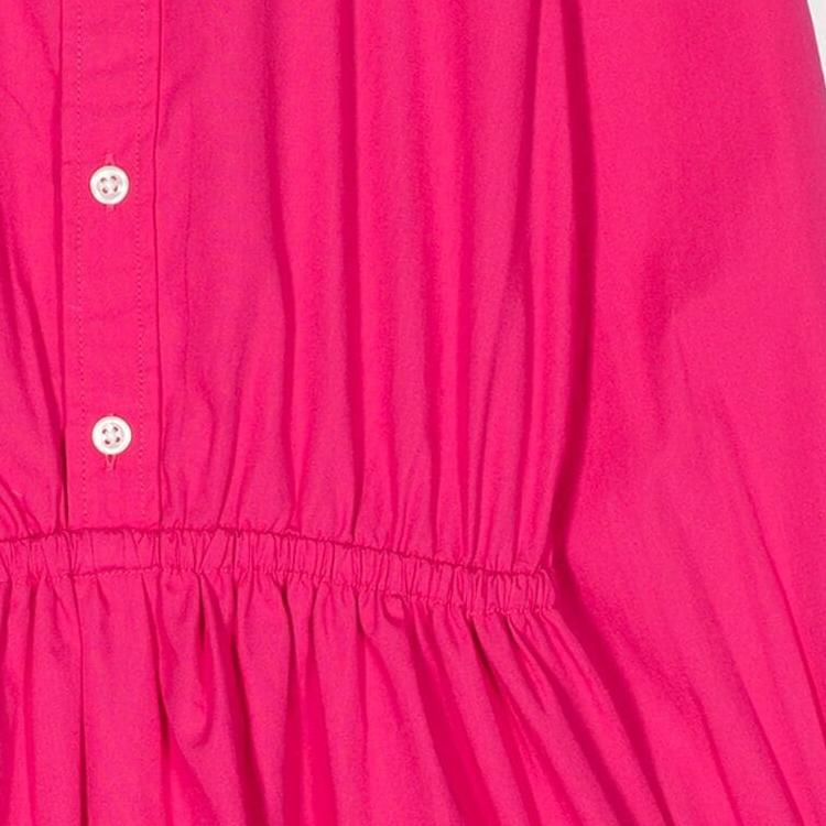 Polo Ralph Lauren Kids Dress Ss24 Solid Color Polo Neck Front Button Long Sleeve Kids Dresses Red 313925702-001