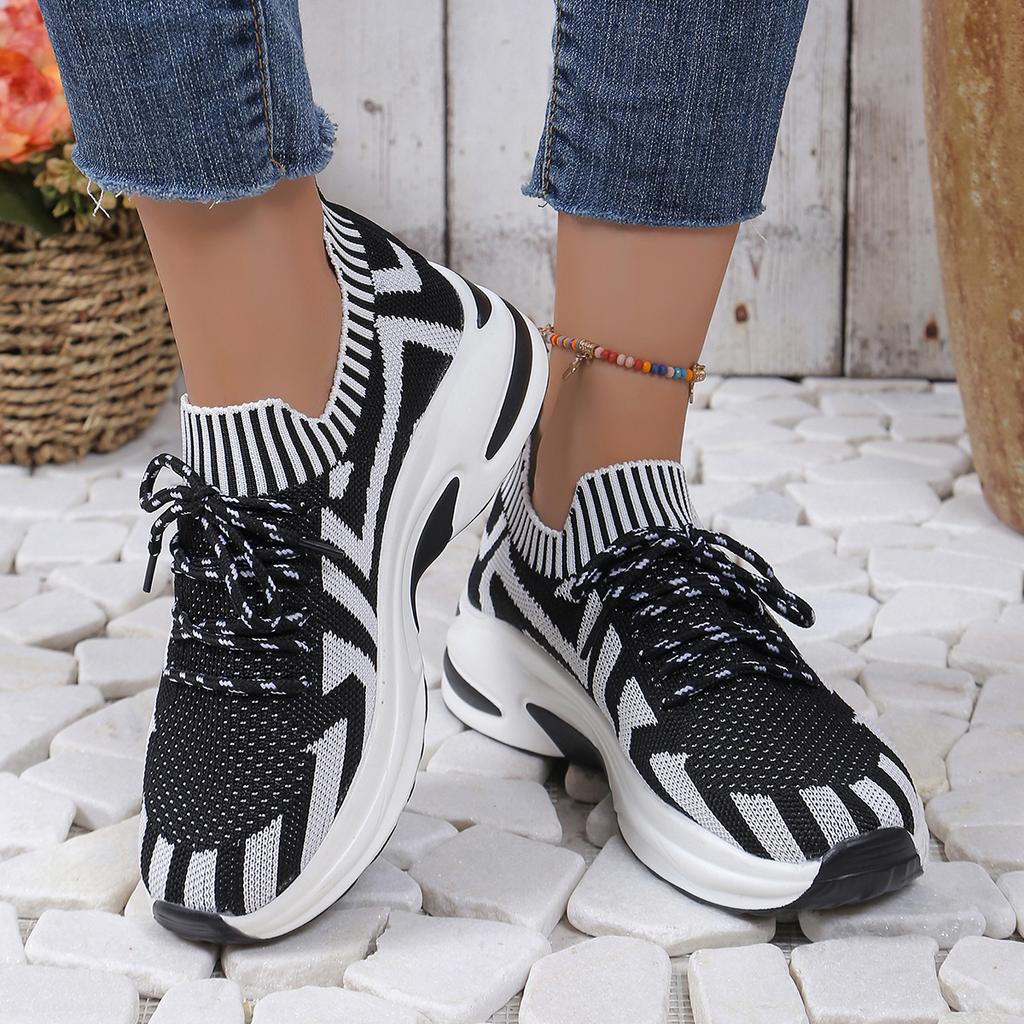 Fashion Mesh Breathable Lace Up Platform Sneakers Womens Multicolor Shallow Leisure Loafers Autumn Thick Sole Large Size 43 Sport Shoes
