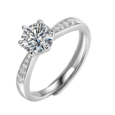 Ring für eine Größe passt Moissanite 925 Sterling Geburtstag Geschenkverpackung [immer makellos] Frauen, die meisten, 0,5 ct Silber, Silber, Weihnachten, Geschenk, elegant,