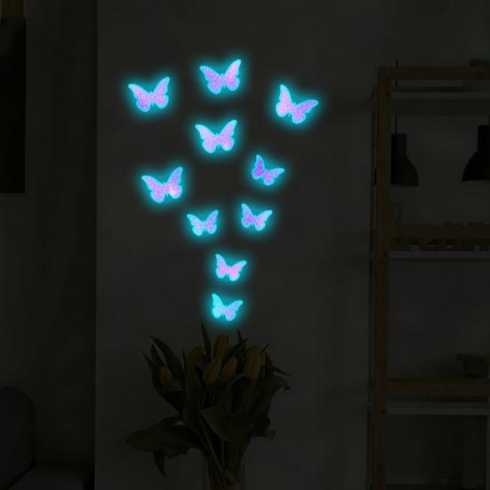Yousheng Glow in The Dark Butterfly Wall Decals, Luminous Butterfly Stickers, Colorful Removable Self-Adhesive Decals for Girls Bedroom, Kids Baby