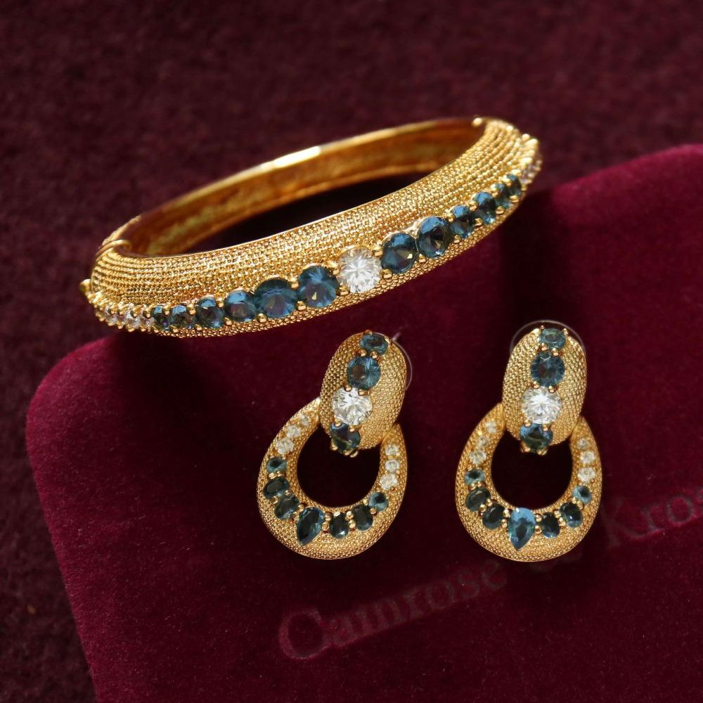 

Vintage Rhinestone Earrings Women Elegant Luxury Matte Bracelet Jewelry Set Retro Style Fashion Accessories