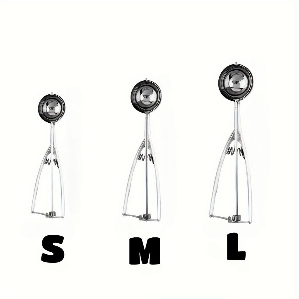 3pc Ice Cream Scoop with Spring Handle Stainless Steel Cookie Scoop Mash Potato Watermelon Ball Scoops Dough Baking Kitchen Tool