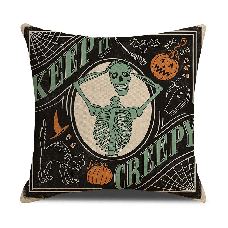 Halloween Funny Pillow Cover Home Living Room Sofa Cushion Printed Linen Fun Cushion Cover