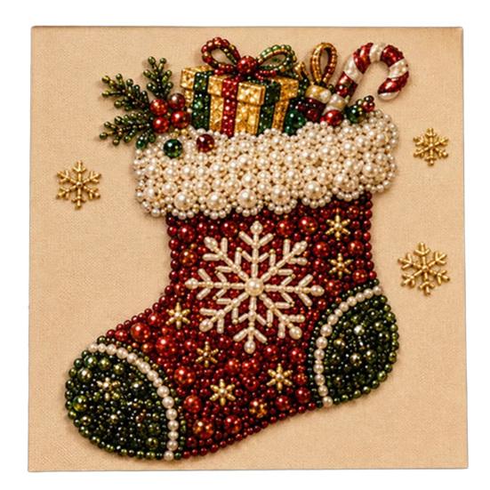 Set d'Arte Pittura con Perline Kit di Perle di Natale Fai da Te con Cornice in Legno, Artigianato Decorativo, Ghirlanda/Decorazioni da Tavolo Babbo Natale/Albero di Natale/Calza/Alce