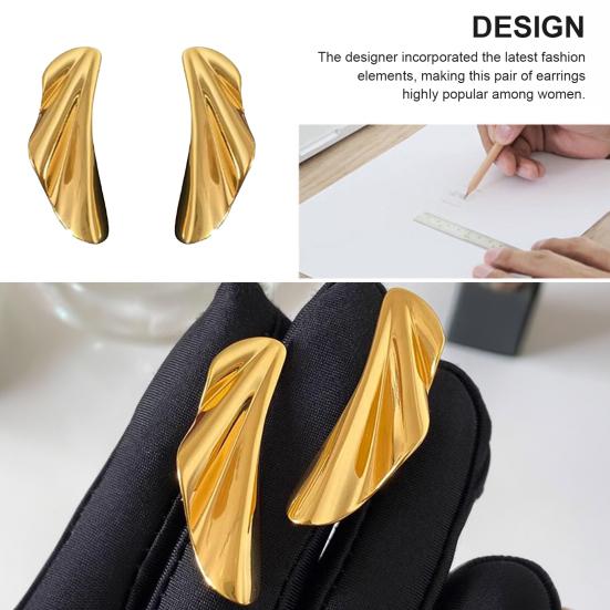 1 Pair Leaf Stud Earrings for Women, Irregular Geometric Metal Leaf Dangle Earrings, Statement Jewelry