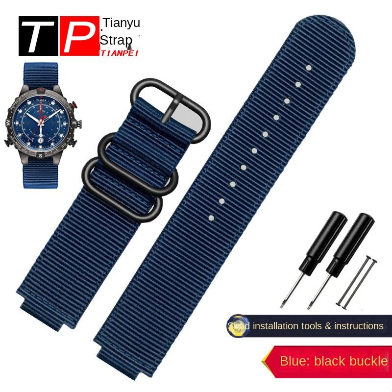 For TIMEX Tidal T2N721 T2N720 T2n739 TW2T76500 TW2T76300 TW2T76500 Canvas Watch Strap Black Army green Blue  Nylon Watchband 16m