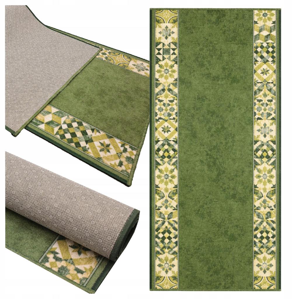 [7] LOMA GREEN 80 x 220cm Rubberized Rug D6989