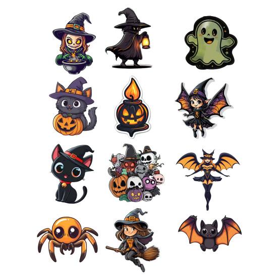 Halloween Car Rearview Mirror Charm Cartoon Bat/Cat/Ghost/Witch Acrylic Pendant 2D Flat Auto Interior Accessories for Cat Backpack Phone