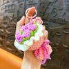 Portable Keychain Hand-Crocheted Wool Rose Petal Mini Bouquet Decoration Keychain Pendant Bags Backpacks Accessory