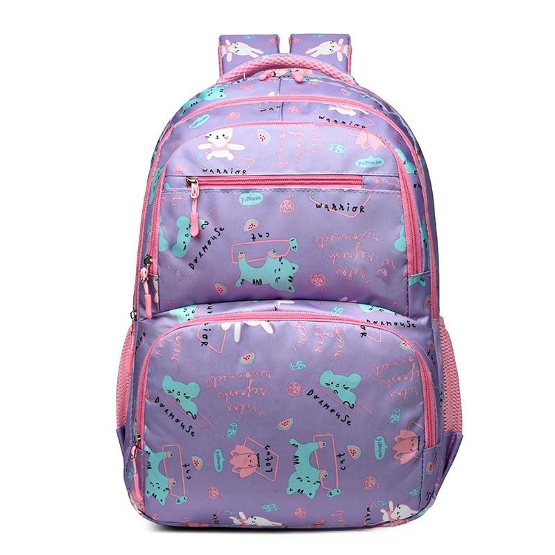 Rabbit Pattern Unisex Schoolbag Kids Backpack Compartment Breathable Lightweight