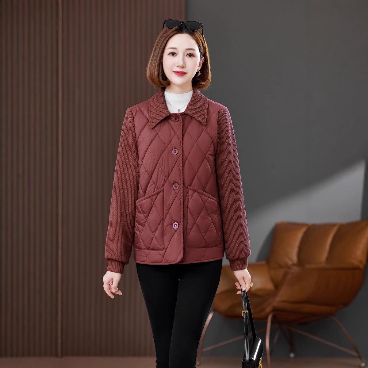 

Модное стеганое пальто из ангоры красного цвета для мамы - Женская куртка большого размера с хлопковой подкладкой для осени/зимы 2024 XL (125-135 Jin)