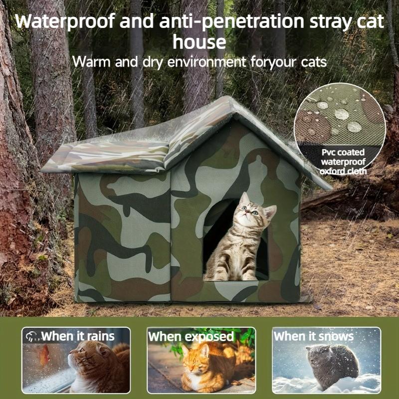 Stray Cat Dog House Cat Kennel Oxford Cloth Cat Warm Tent Kennel for Small Pets Winter Outdoor Cold Proof Waterproof Detachable