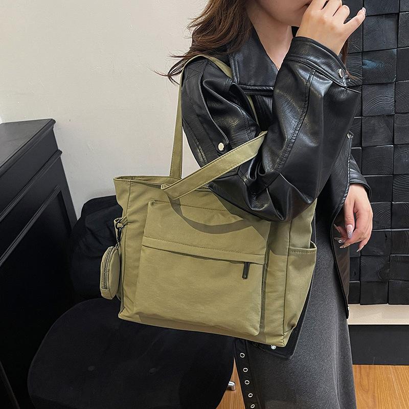 Japanese and Korean Large-capacity Tote Bag Women's Fashion Commute To Work and Class Shoulder Bag Canvas Bag Messenger Bag Underarm Bag