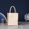 Hand-Painted Graffiti Canvas Tote Bag - Yellow Linen Logo Pattern