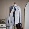 Men's High-End Double-Breasted Wedding Suit - Slim Fit, Professional Formal Wear, Versatile Fashion