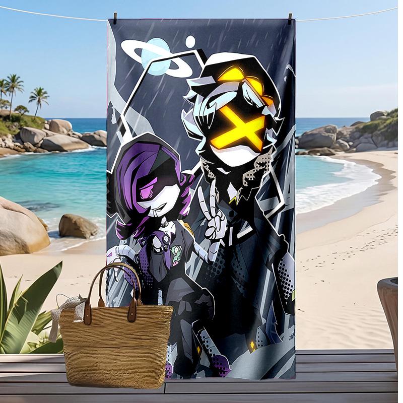 Murder Drones Printed Quick Dry Beach Towel Super Absorbent Soft Lightweight Bath Towel for Pool Summer Travel