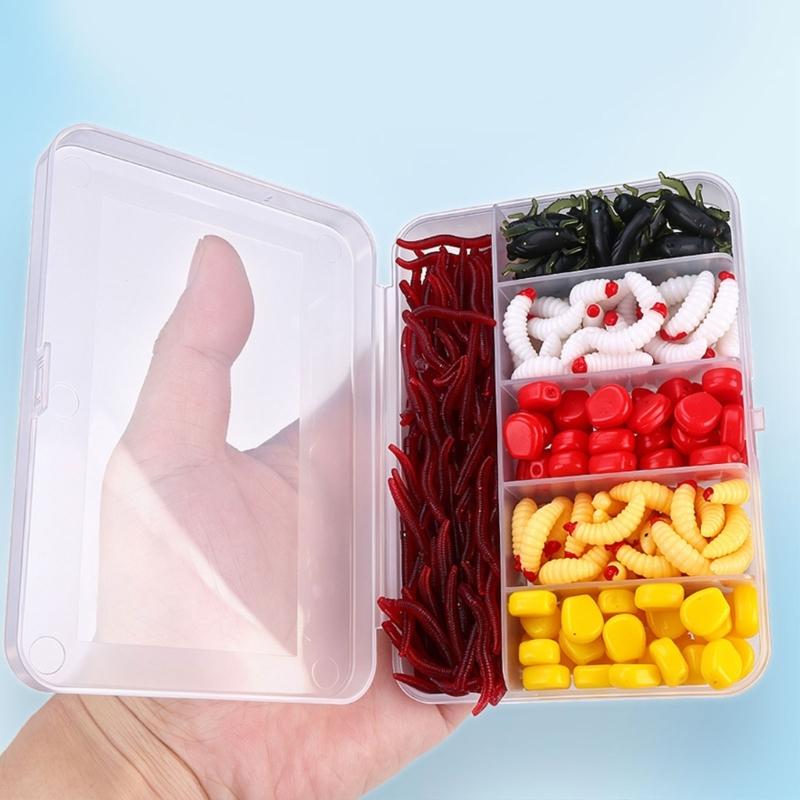 Sinking Soft Lures Set for Freshwater Fishing, 306 Piece Baits Assortment Box with Worms Grub Corn and Insect Styles for Rivers Lake Reservoirs and
