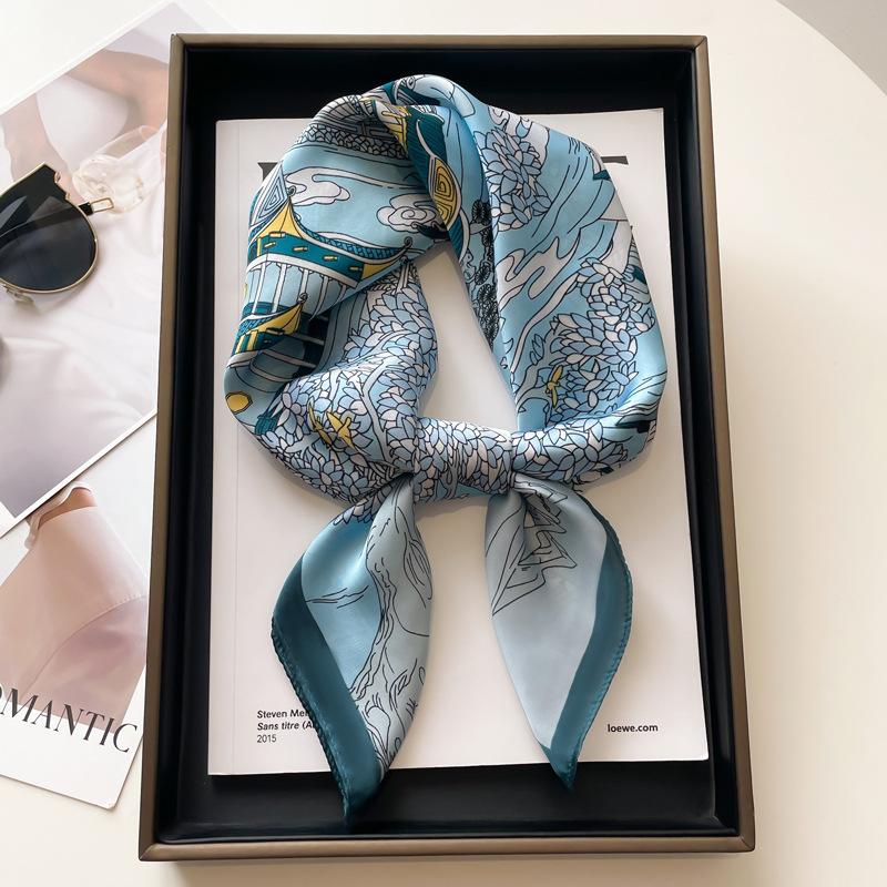 New Print Square Scarves Summer Silk Feeling Scarf For Women Fashion Neck Tie Hand Bag Foulard Wrist Kerchief Shawl Wraps Hajib