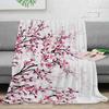 Cherry Blossom Plum Branch Pink Flower White Throw Blanket Warm Microfiber Flannel Blanket Bedroom Decor Blankets For Beds#