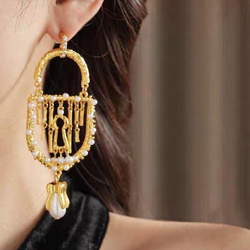 Vintage Metal Drop Dangle Pearl Tassel Earrings For Women Fashion Jewelry Gift Fantastic Statement Earrings Accessories