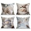 Silver Christmas Theme Pillowcase Printed Polyester 45x45cm Throw Pillowcover Decorative Sofa Cushion Pillowslip Home Decor