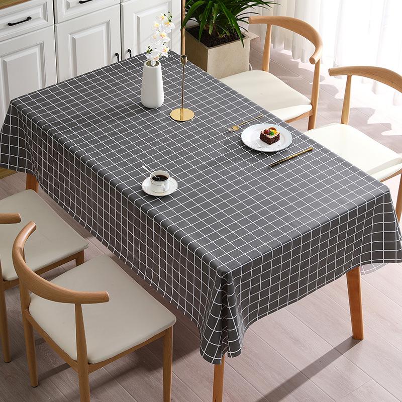 Pvc Checkered Table Cloth Waterproof Oil Resistant Heat-Resistant No-Rinse Tablecloth Ins Tea Table Cloth Small Fresh Tablecloth