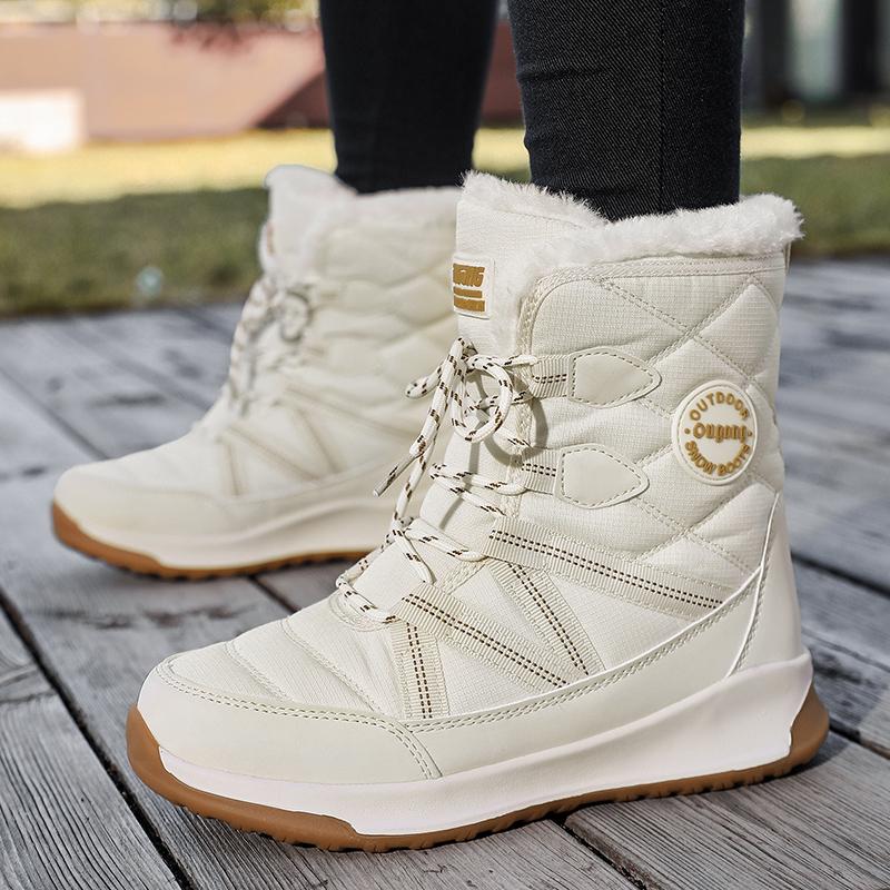 TUINANLE New Winter Snow Boots for Women Platform Sneakers Non Slip Outdoor Hiking Shoes Mid Calf Warm Fur Ankle Boots 44 бежевый 3550₽