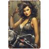 Metal Tin Signs Pinup Motorcycle Girl Wall Decoration Plaque Vintage Poster Iron Painting for Man Cave Home Cafe Garden Club Bar