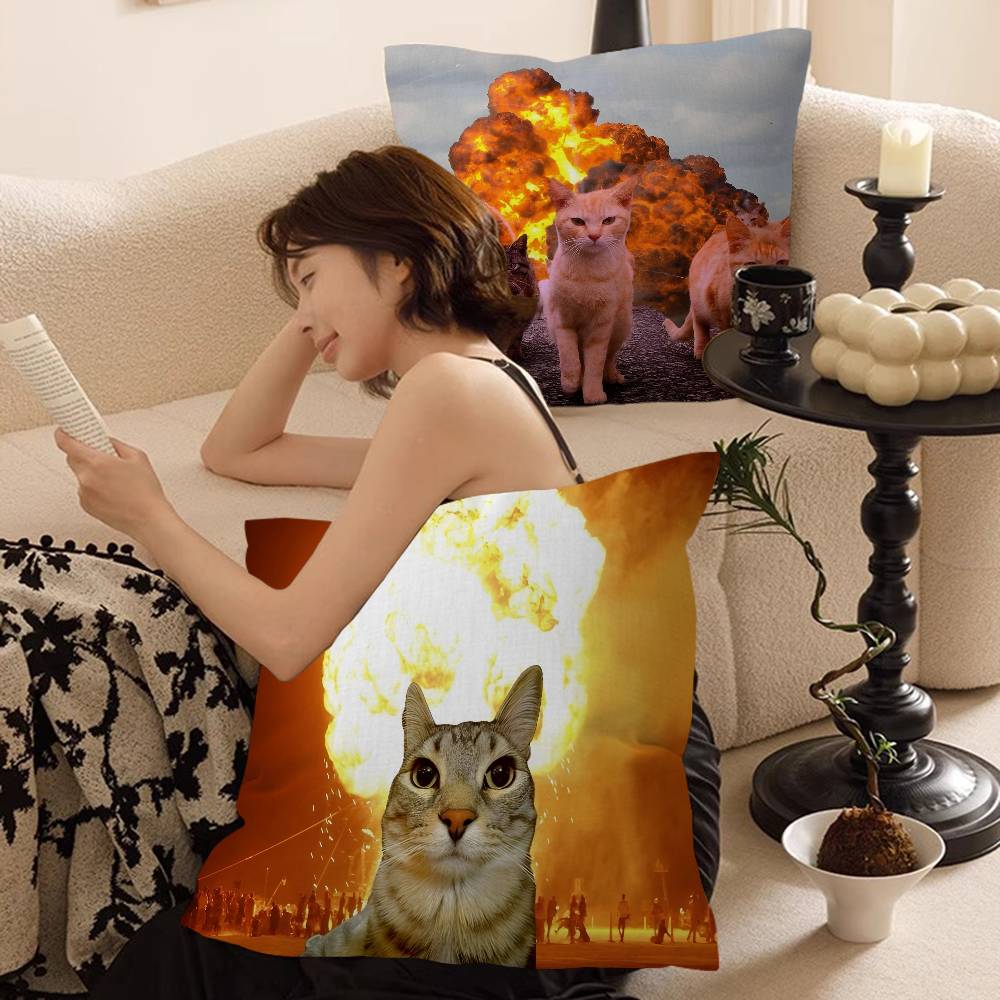 cat funny Cushion Cover Car Throw Pillow Case For Sofa Car Christmas Gift 40x40cm 45x45cm