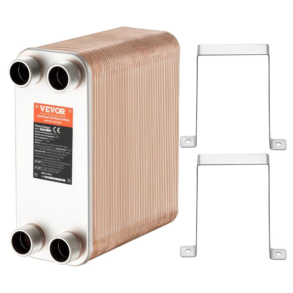 100 Plate Heat Exchanger 4*1-1/4" MNPT Ports 5"x 12" Brazed 316L St. Steel