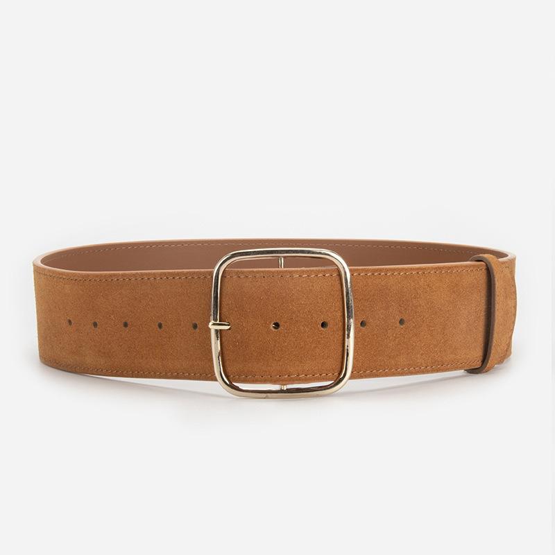 Nieuw leer retro gesp tailleafdichting dames mat suède koeienhuid riem met jas jurk