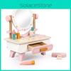 Children Wooden Role Play Makeup Table With Interactive Features For Girls Playroom Decor