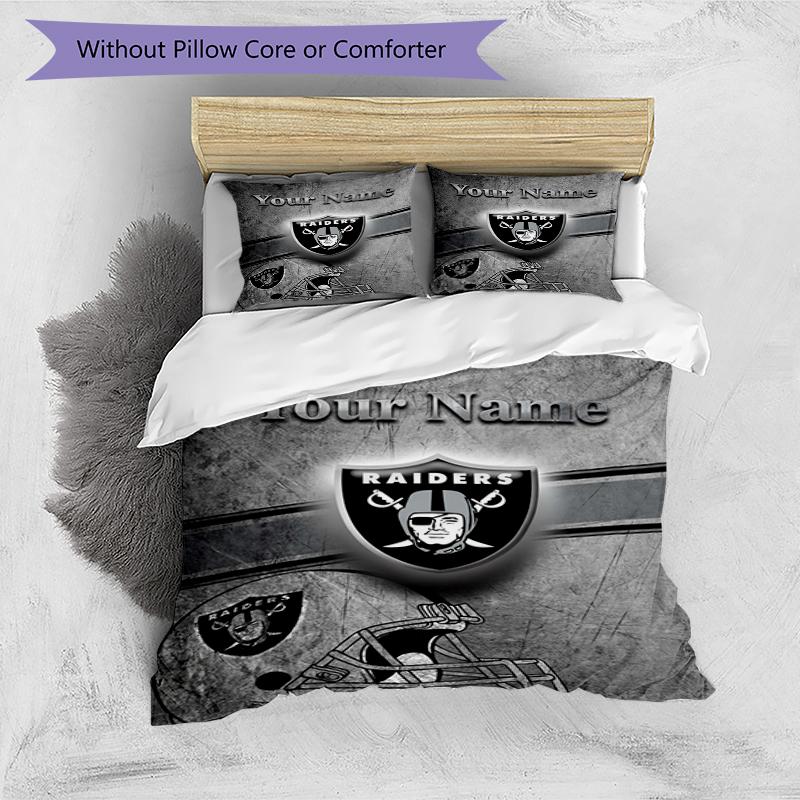 Raiders Fan Gear Custom Name Text Print 1Pc Bedding Set Duvet Cover With Two Pillowcases Soft Bed Linen For Household Bedroom
