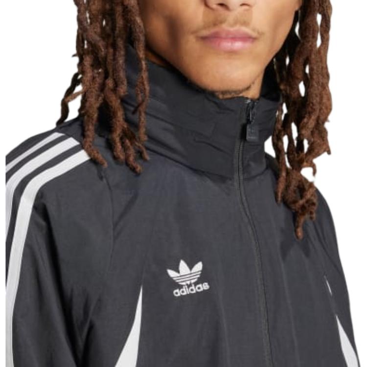 adidas Originals Colorblock Τρεις Ρίγες Ζακέτα με Φερμουάρ Κοντή Μπουφάν Ανδρικό Μαύρο JF8736