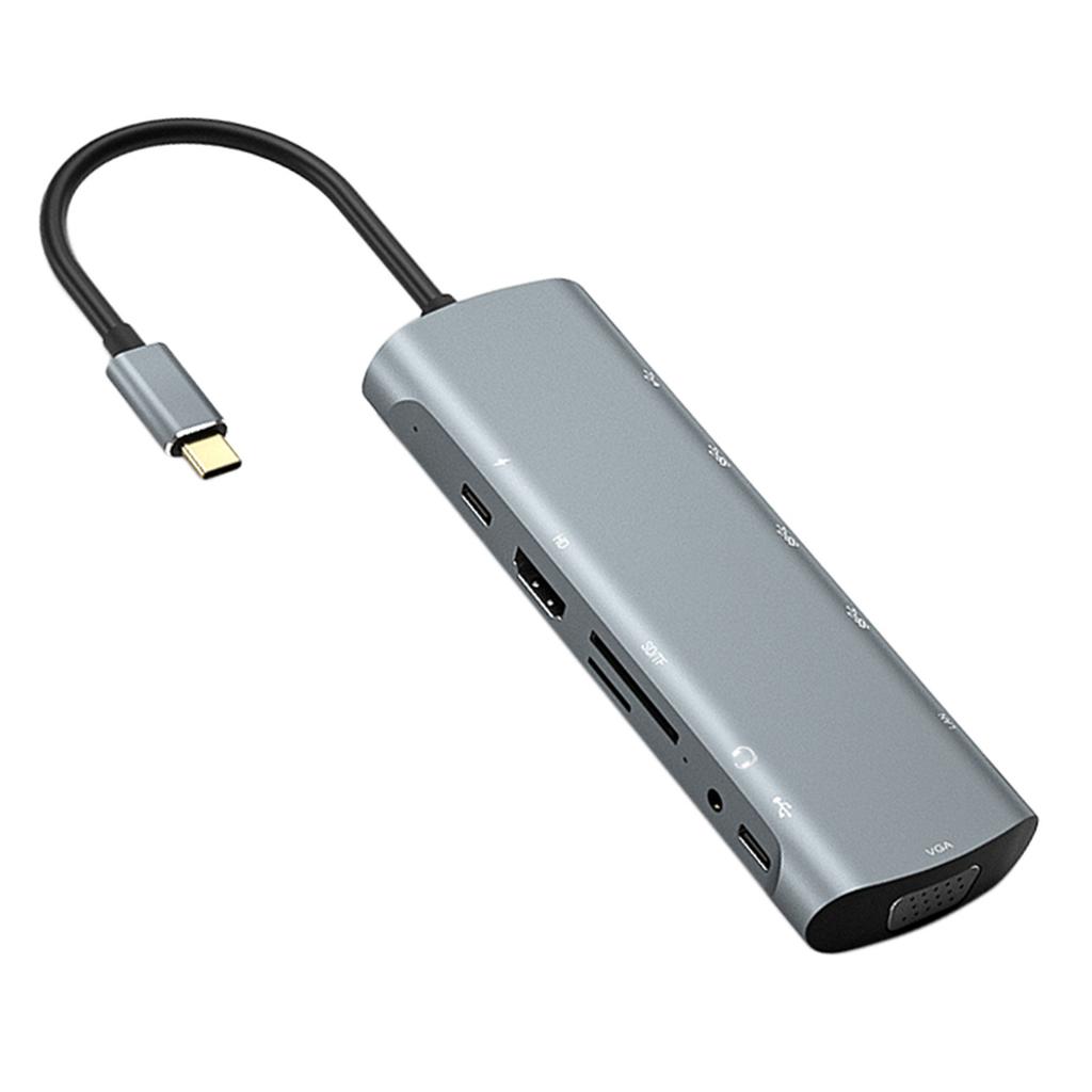 12-in-1 Hub Docking Station Type C To PD HD VGA USB3.0*3 USB2.0 RJ45 CAR CARD CARD