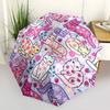 1pc Cats and Flowers Pattern Umbrella with Plastic Handle,Suitable for All Seasons UmbrellaPT527