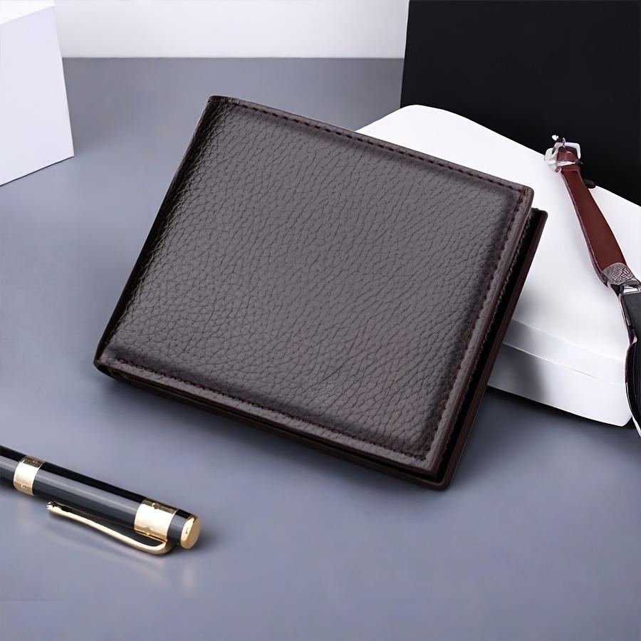 

Мужской короткий кошелек на молнии, горизонтального дизайна, подходит для хранения водительского удостоверения, стильный кошелек для повседневного и делового использования.