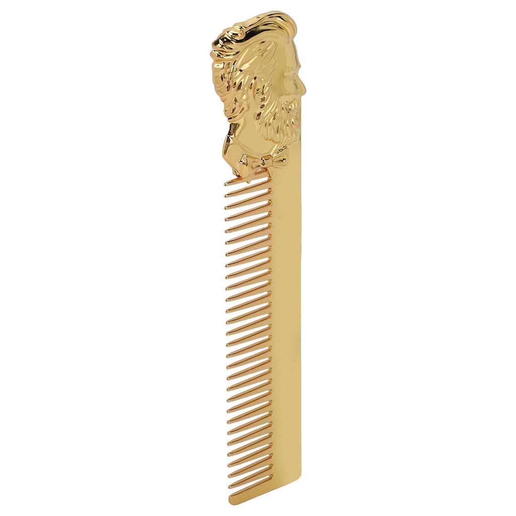 Zinc Alloy Oil Hair Comb Portable Three Dimensional Engraving Vintage Beard Comb for Hair Salon Home Gold