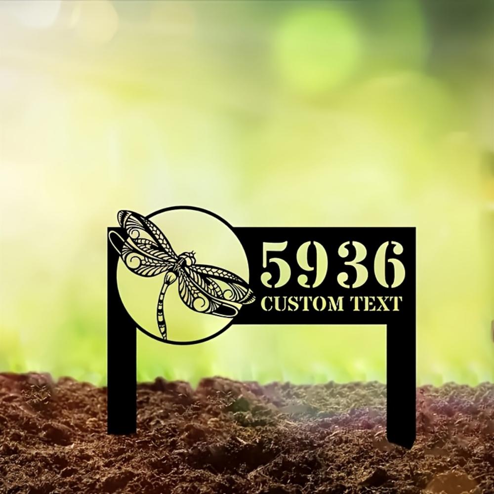 Metal Garden Stake Dragonfly Decor Custom Sign Lawn Ornament Farmhouse Accent Durable